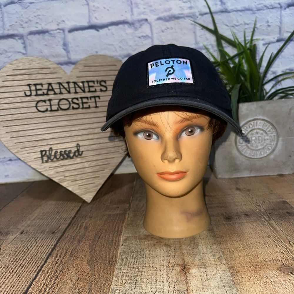 Peloton Logo Hat Baseball Cap Solid Black Workout… - image 8